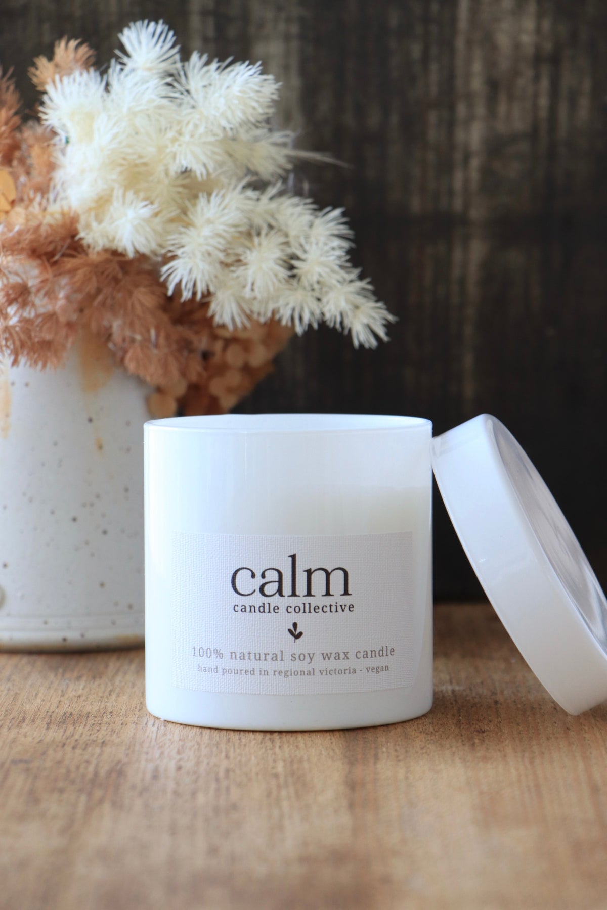calm candle white  ~ fragrance free ~ cotton wick