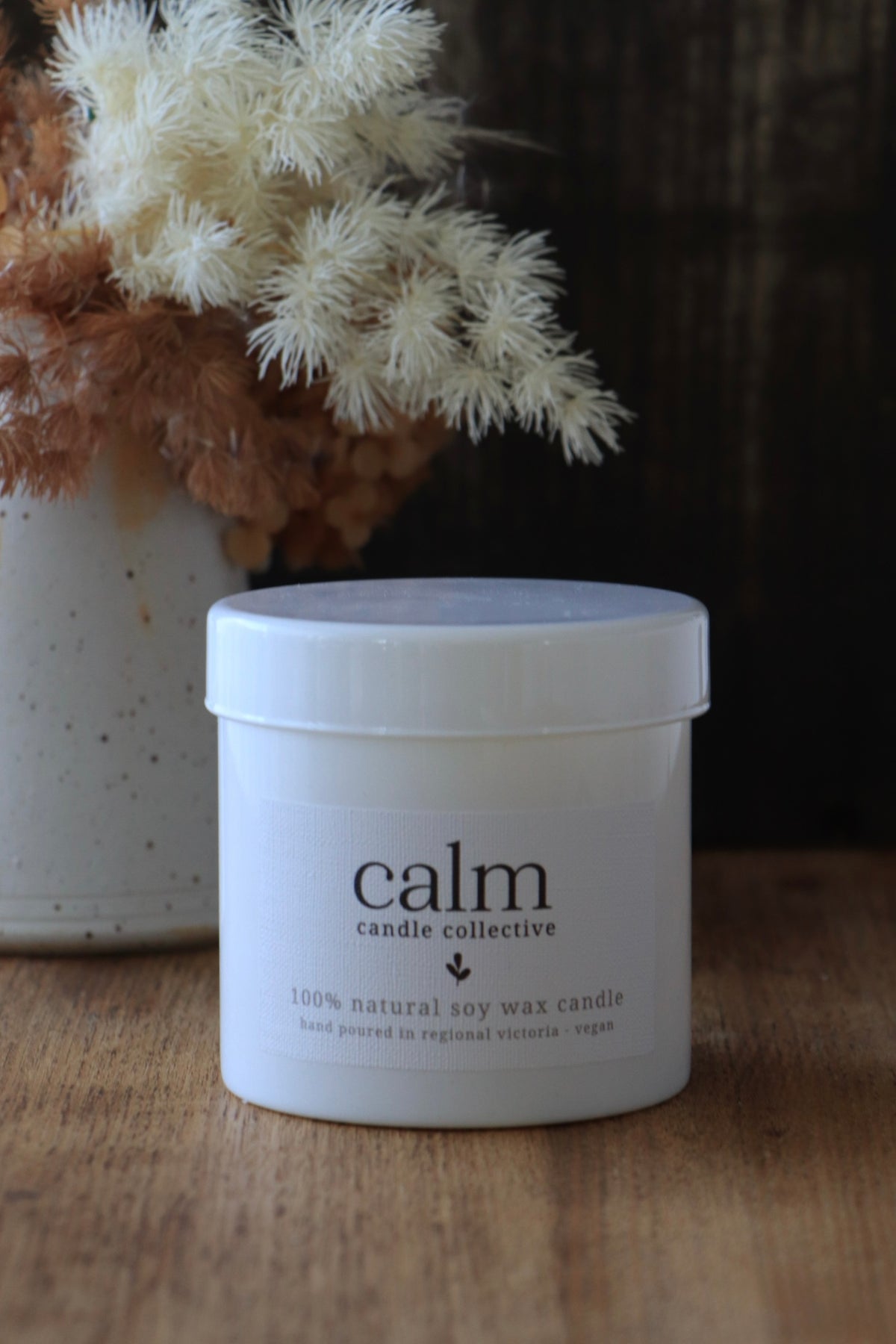 calm candle white  ~ fragrance free ~ cotton wick